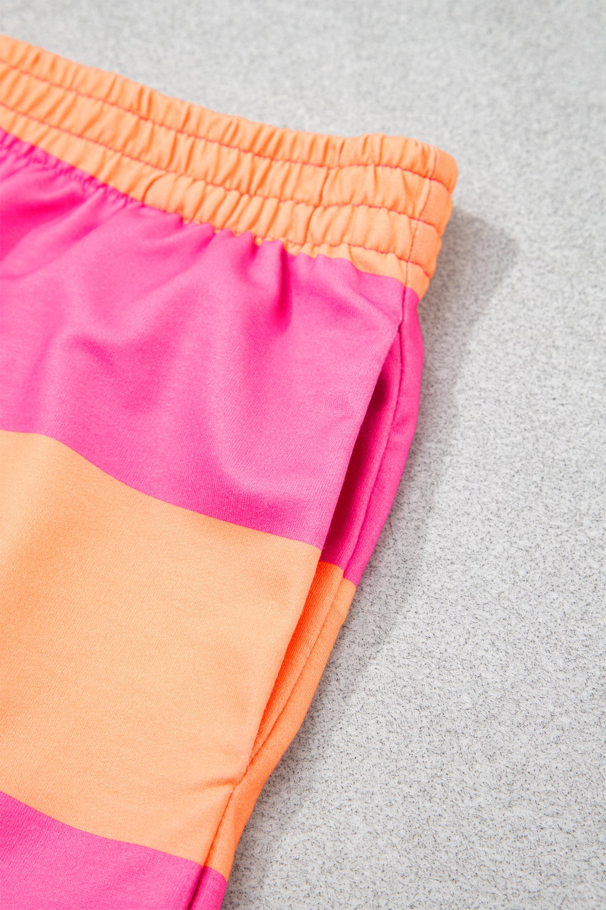 Pink Half Zipper Placket Bracelet Sleeve Top Casual Shorts Set