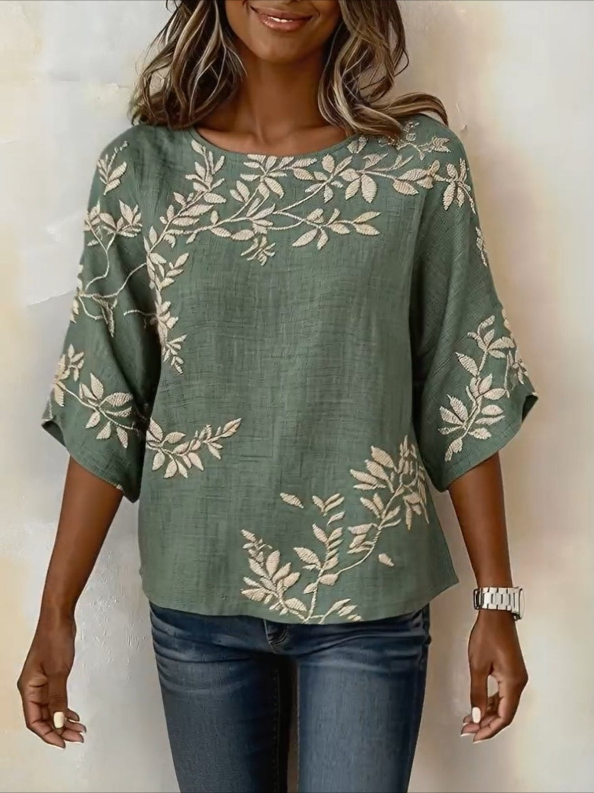 Loose Cotton And Linen Half Sleeve Vintage Shirt