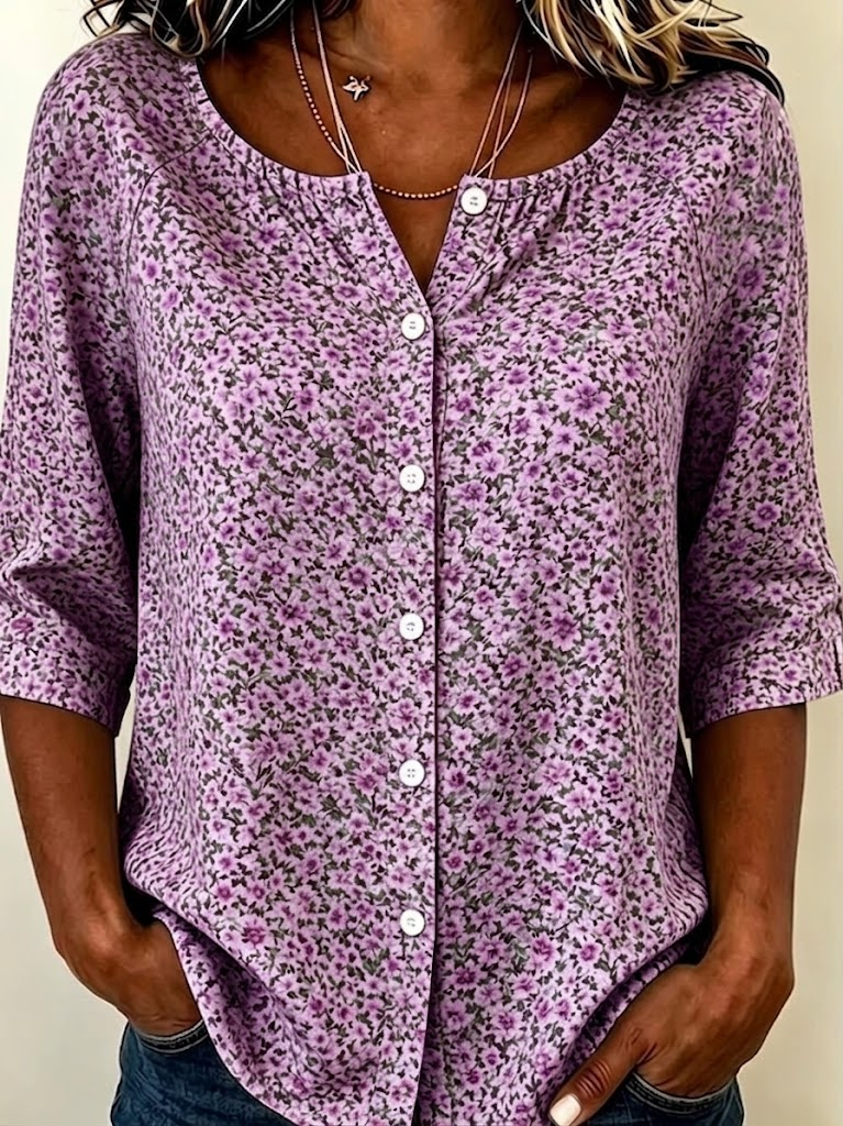 Crew Neck Half Sleeve Shirt Printing Casual Daily Top