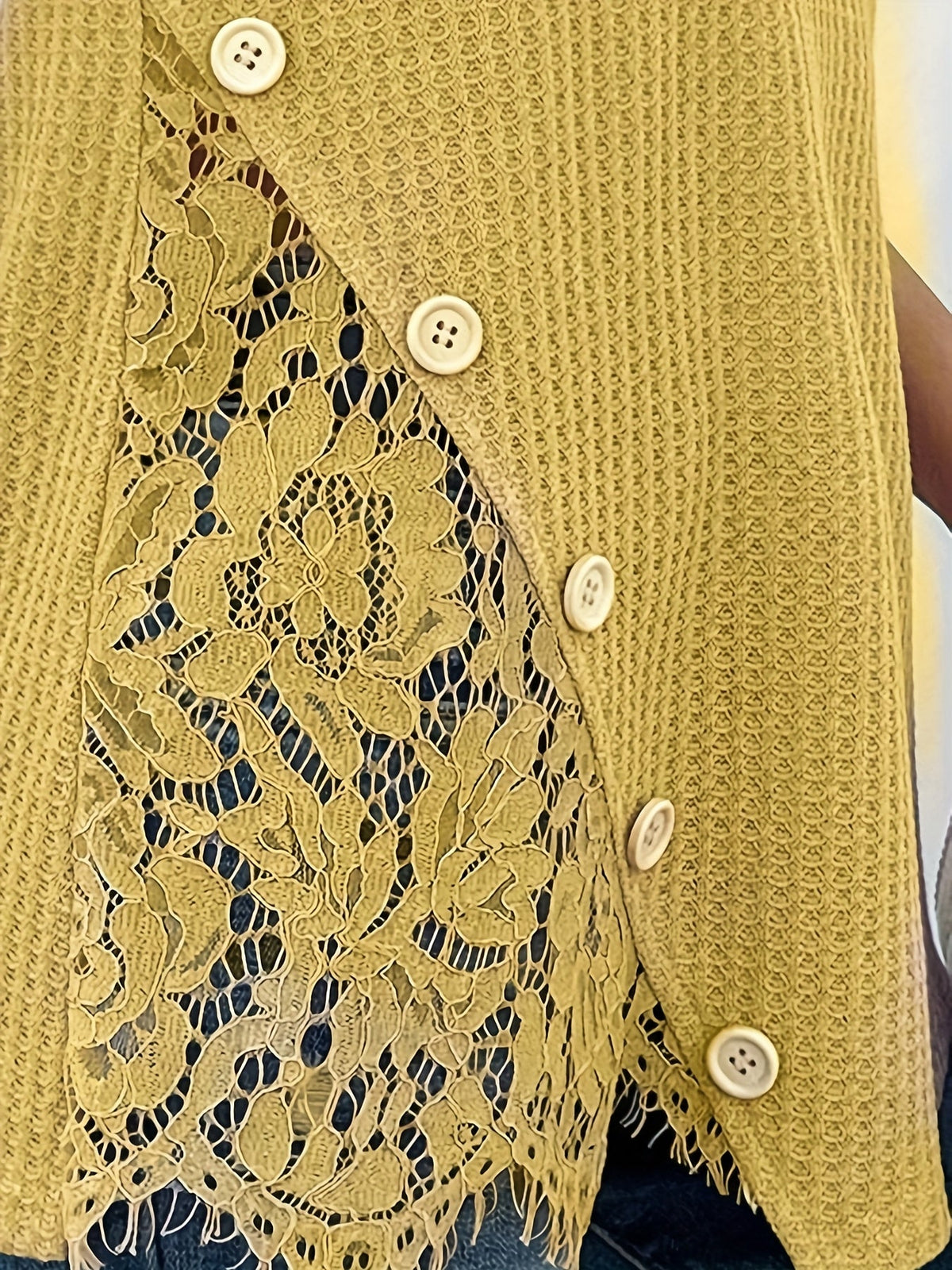 Contrast Lace Embroidery Solid Color Short Sleeve Elegant Casual Beach Vacation T-Shirt