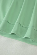 Clearly Aqua Solid Color Ribbed Trim Short Sleeve Top Drawstring Loose Pants 2pcs Outfit