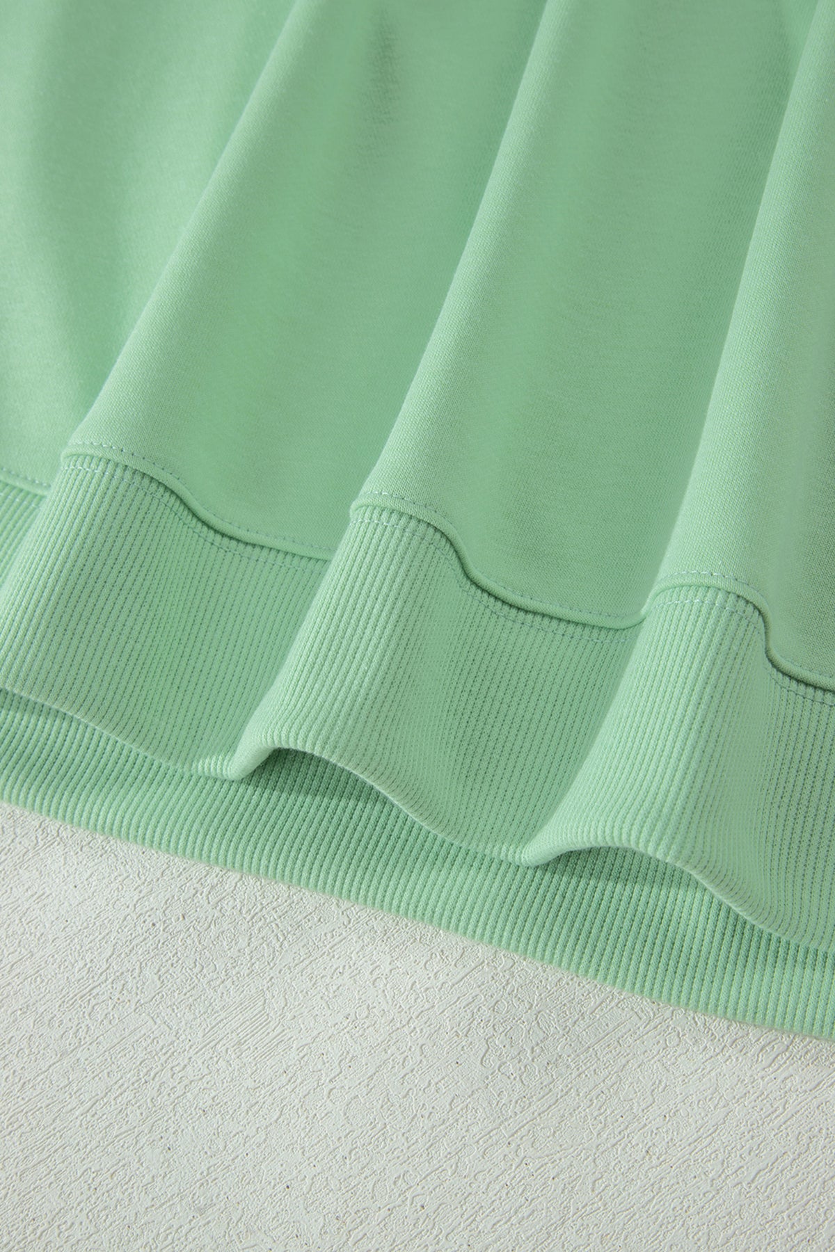 Clearly Aqua Solid Color Ribbed Trim Short Sleeve Top Drawstring Loose Pants 2pcs Outfit