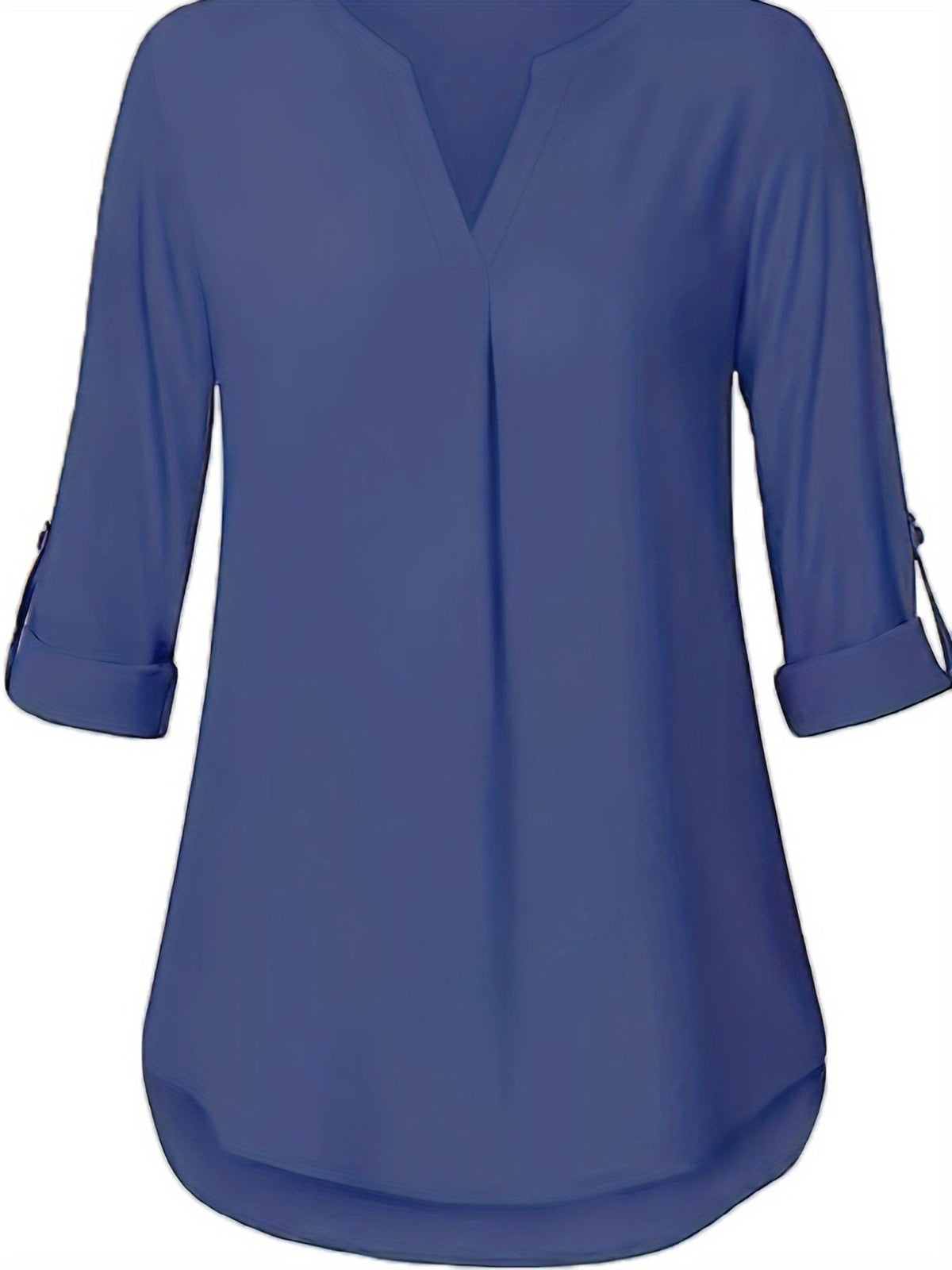 Solid Simple Blouse, Casual V Neck Long Sleeve Blouse