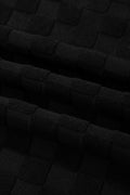 Black Half Buttons Sleeveless Wide Leg Textured Jumpsuit