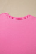 Strawberry Pink Raw Edge Patch Pocket Oversized Top and Shorts Set