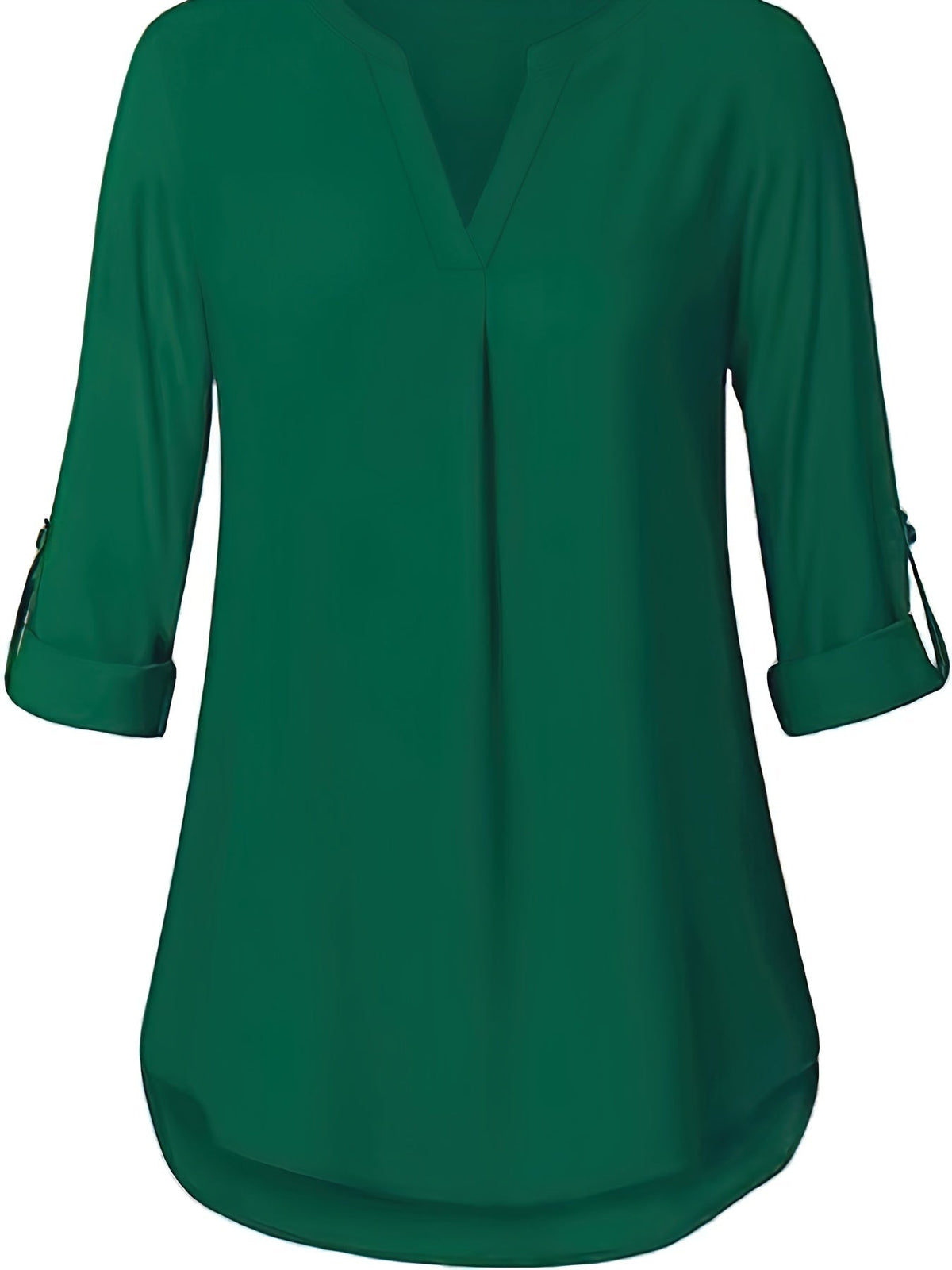 Solid Simple Blouse, Casual V Neck Long Sleeve Blouse