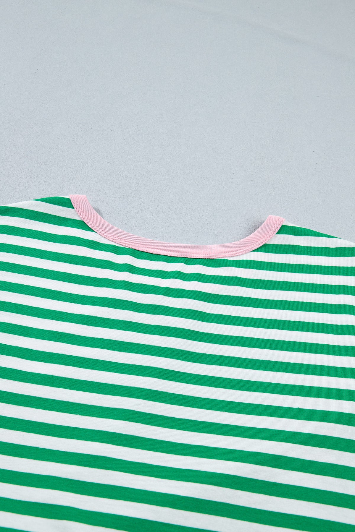 Green Stripe Nautical Tie Contrast Trim Round Neck T Shirt Mini Dress