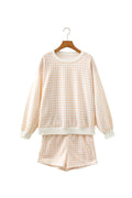 Yellow Plaid Baggy Pullover Drawstring Casual Shorts 2pcs Outfit