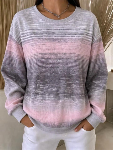 Regular Fit Crew Neck Abstract Casual Sweatshirt