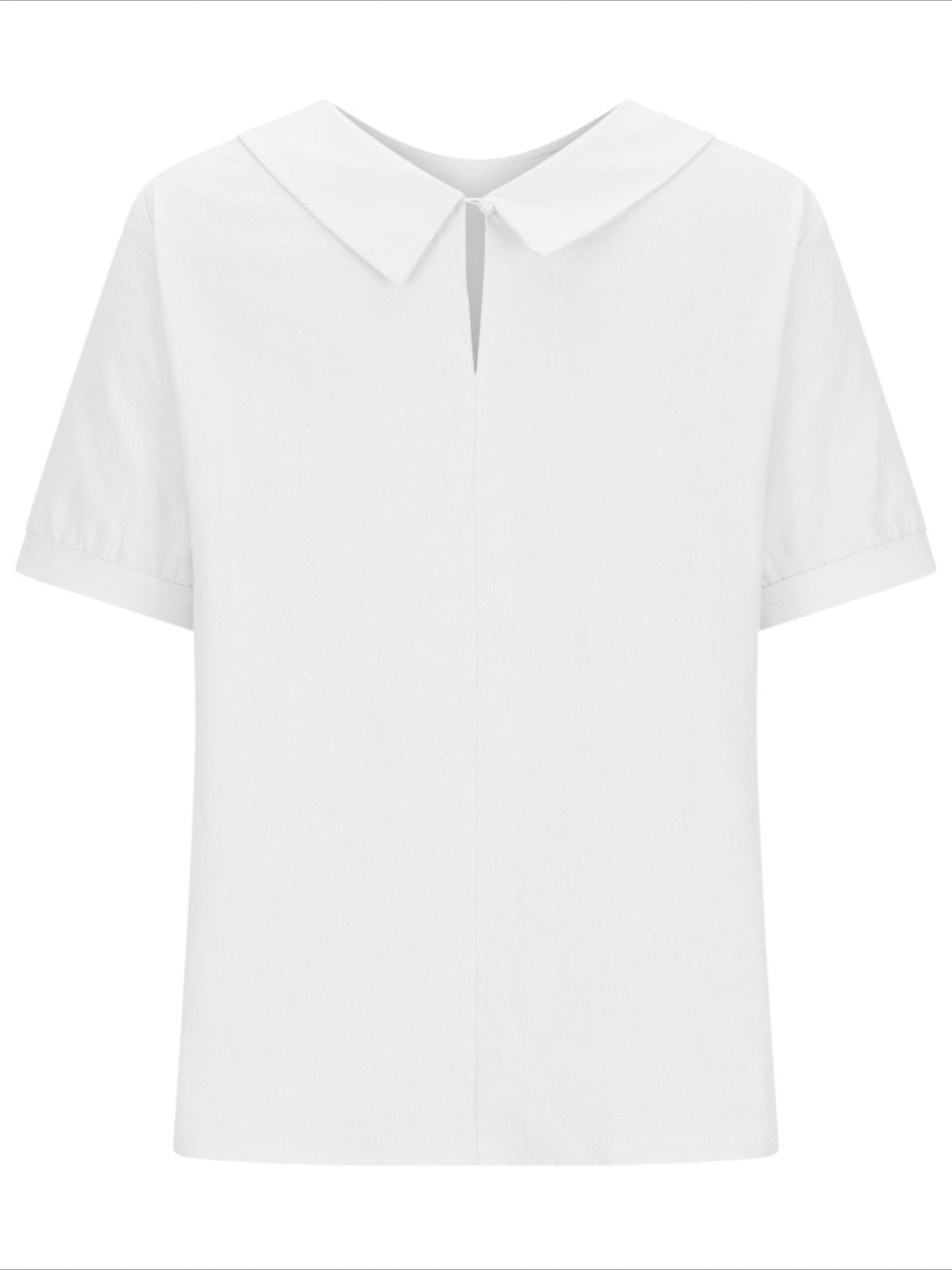Solid Color Loose Lapel Short Sleeve Cotton Top