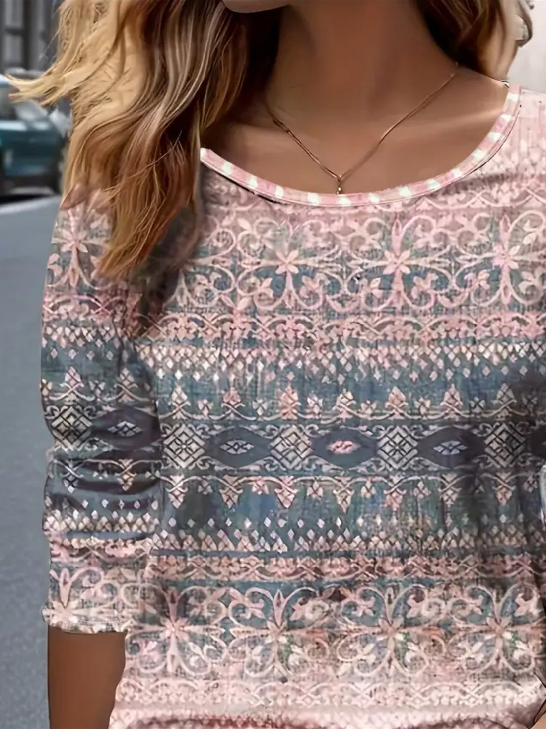 Floral Long Sleeve Crew Neck Printing Casual Spring/Fall Graphic Tee Top