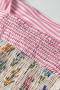 Multicolour Floral Print Striped Detail Knot Straps Maxi Dress