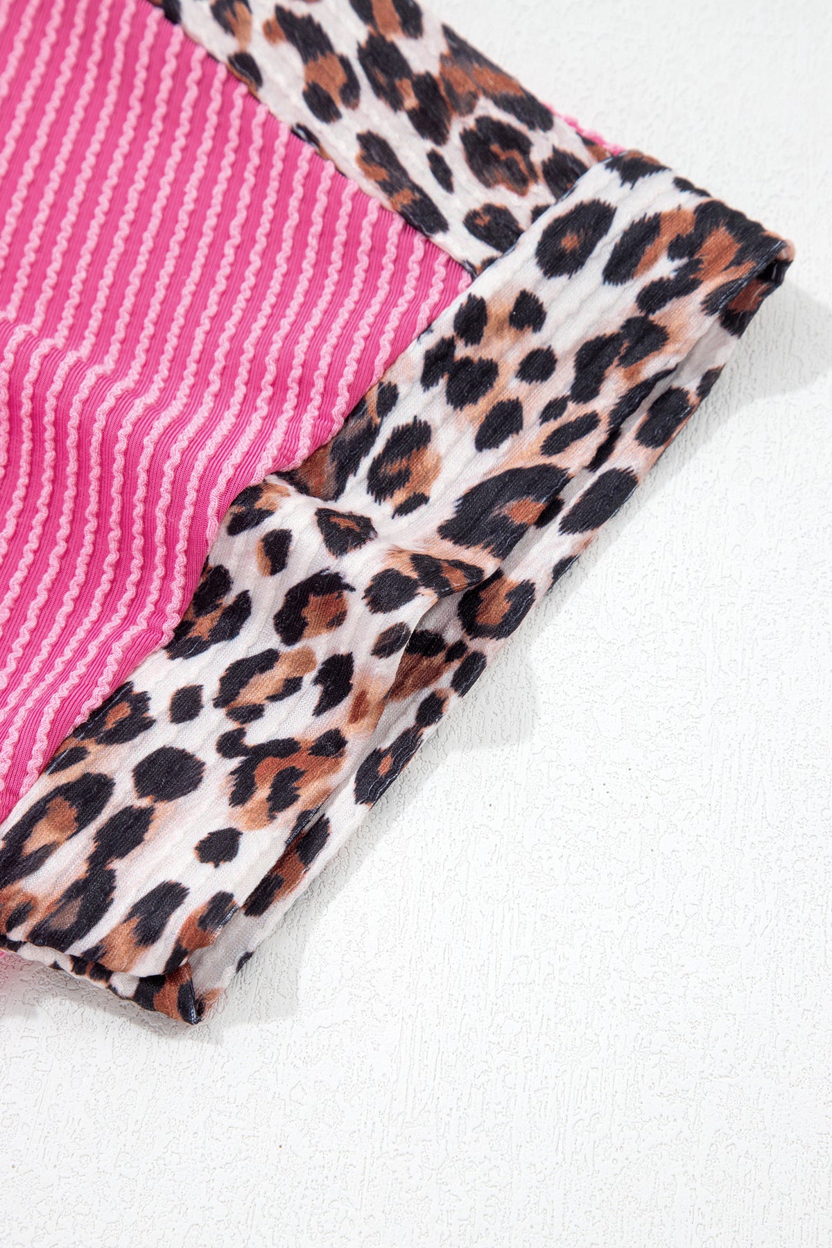 Sachet Pink Leopard Trim Twist Ribbed Short Set