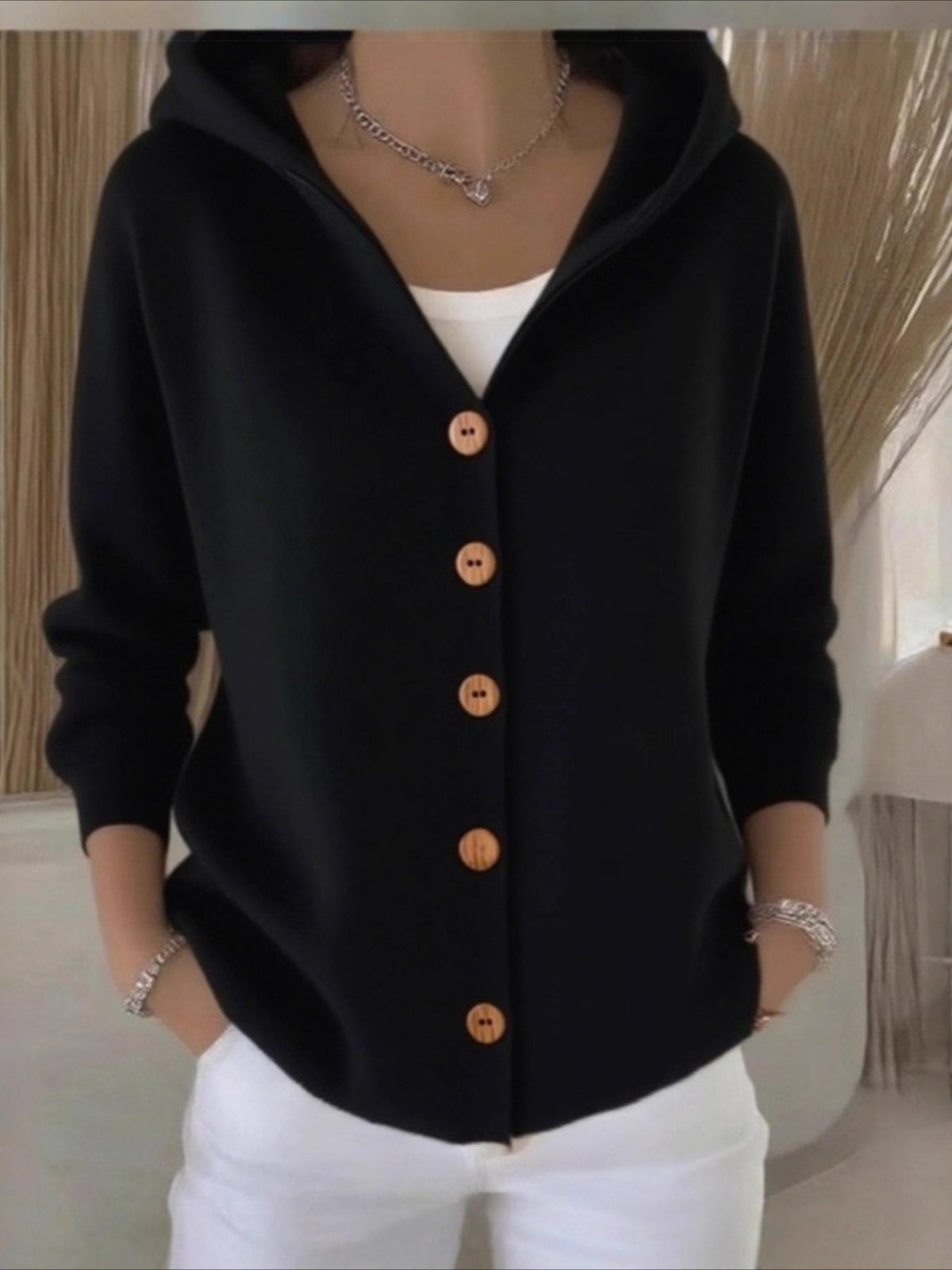 Soft and Comfortable Casual Long-sleeved Hooded Cardigan