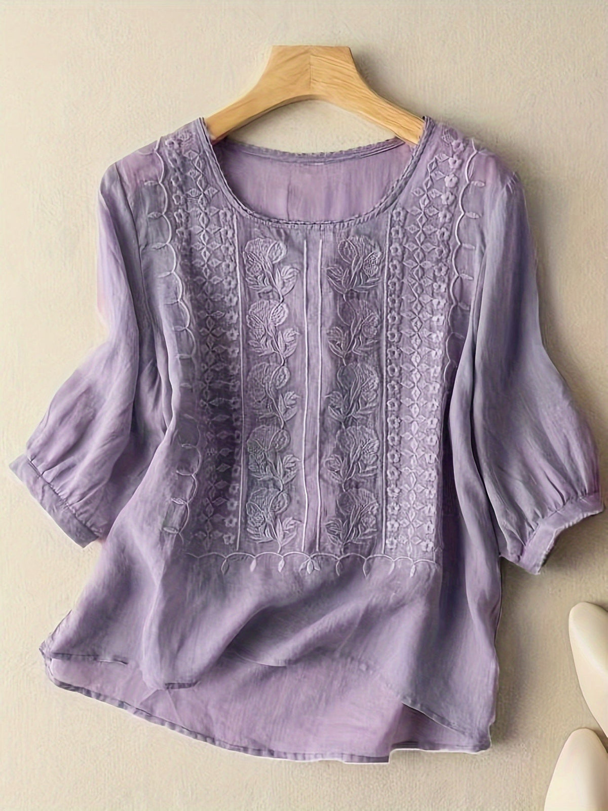 Vibrant Cotton Linen Embroidered T-Shirt with Various Colors, Sizes, and Stylish Designs