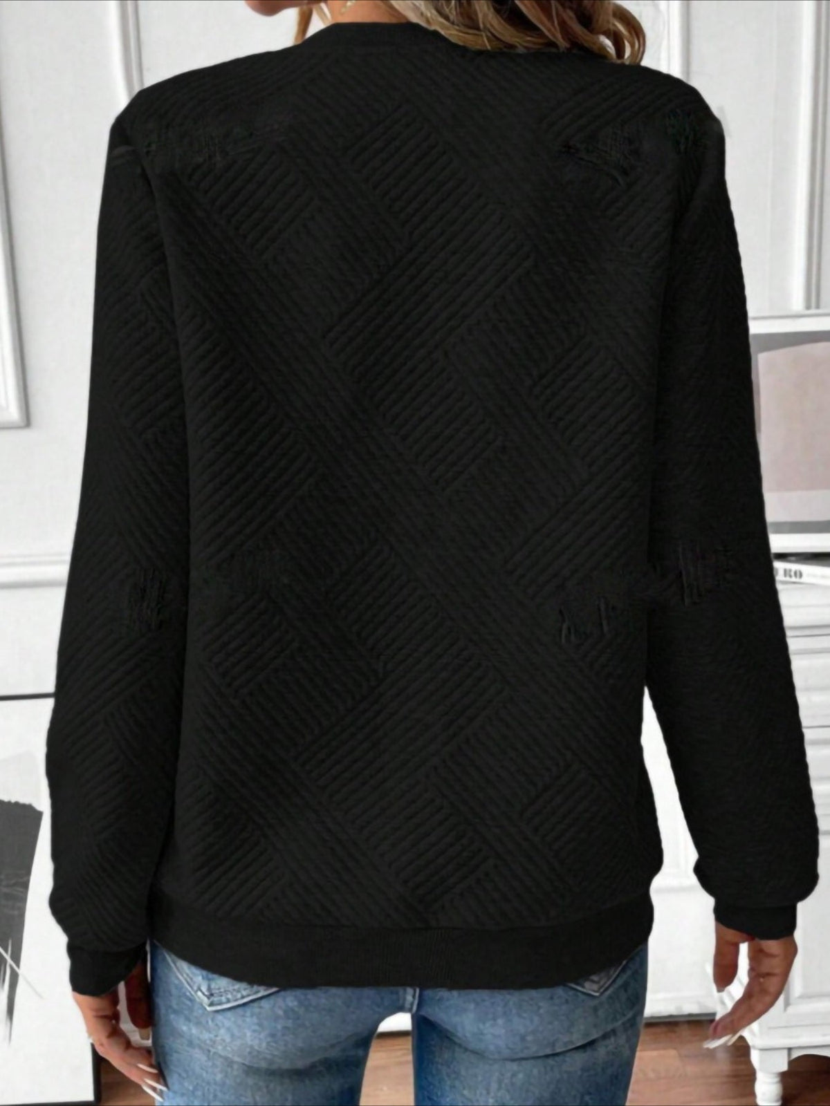 Casual V Neck Plain Sweatshirt