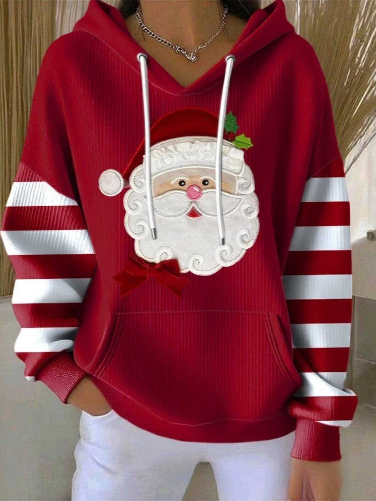 Christmas Grid Pullover Hoodie Sweatshirt