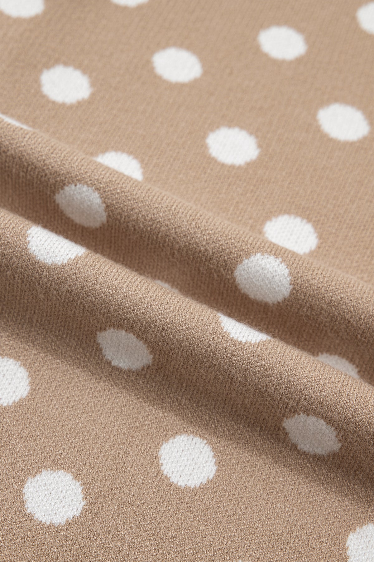 Dark Khaki Polka Dot Short Sleeve Button Down Sweater Cardigan