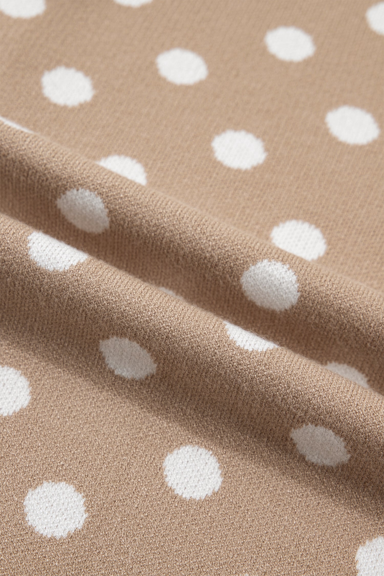 Dark Khaki Polka Dot Short Sleeve Button Down Sweater Cardigan