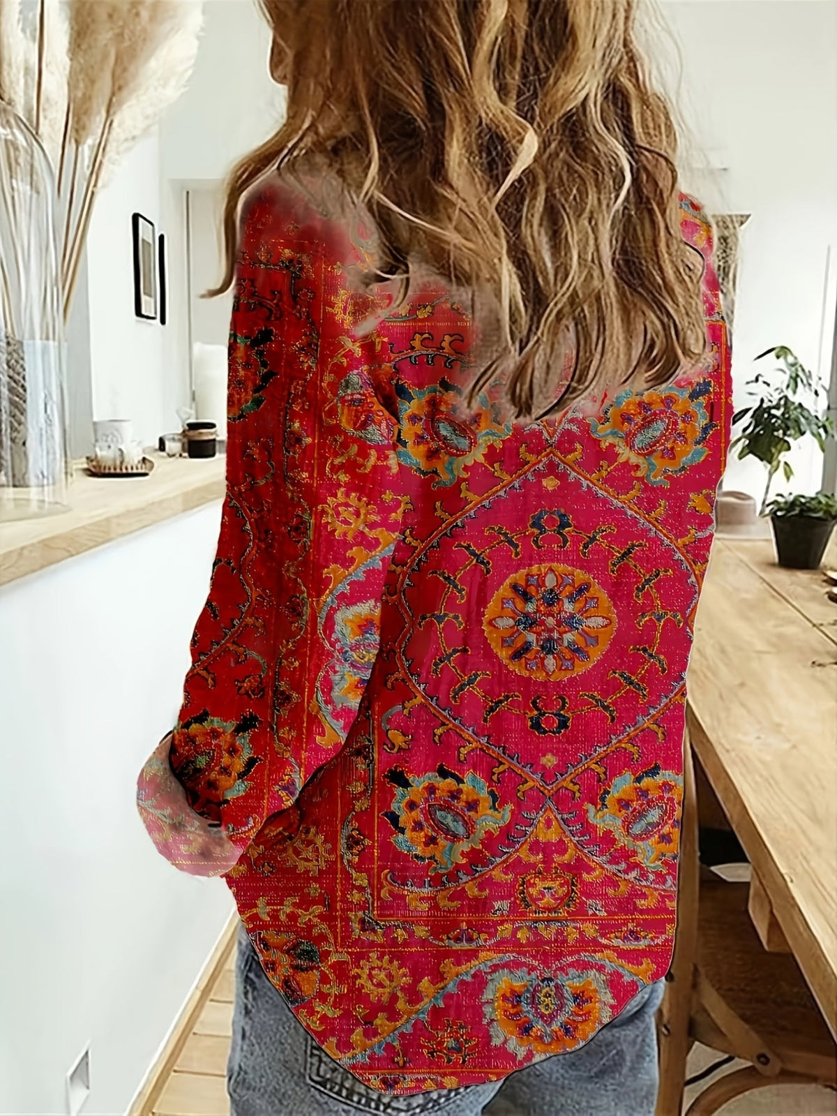 Casual Shirt Long Sleeve Floral Regular Loose Top