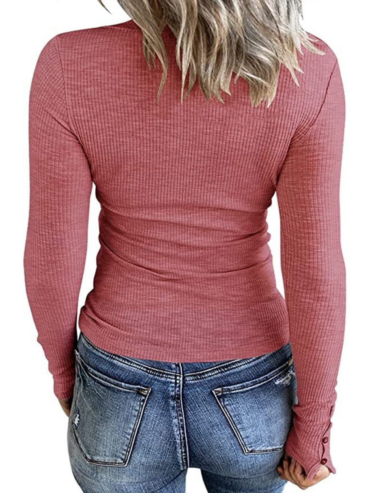 Casual Button Scoop Neck T-shirt, Loose Long Sleeve Slim Fit Fashion T-Shirts Tops