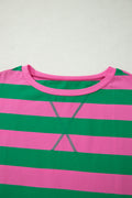 Rose Stripe Dolman Tee Drawstring Skort Athletic 2pcs Set