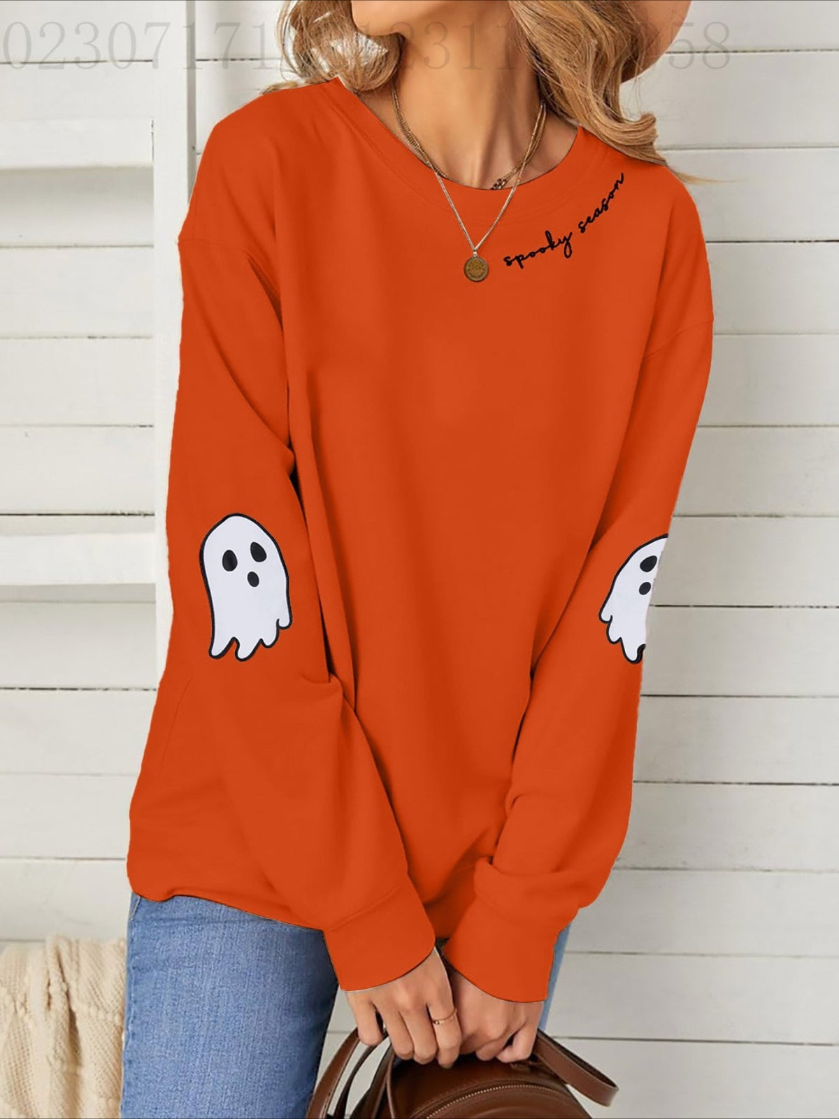 Halloween Round Neck Long Sleeve Loose Fit Top