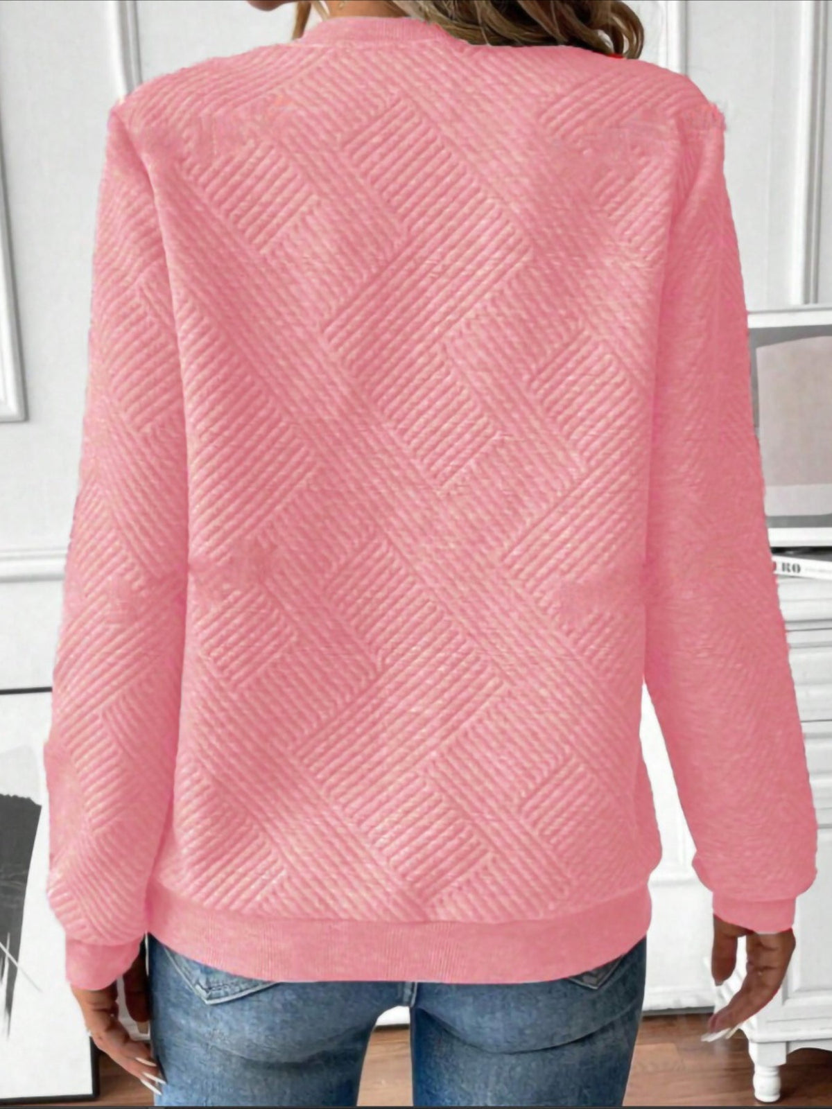 Casual V Neck Plain Sweatshirt