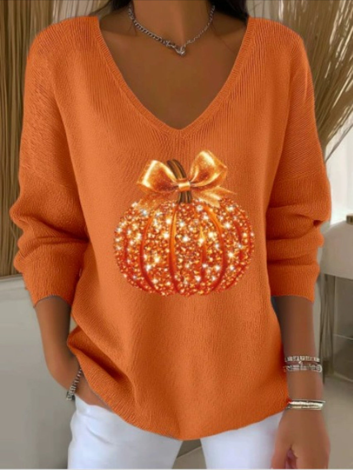 Women Floral Long Sleeve Comfy Casual Sweater Tee