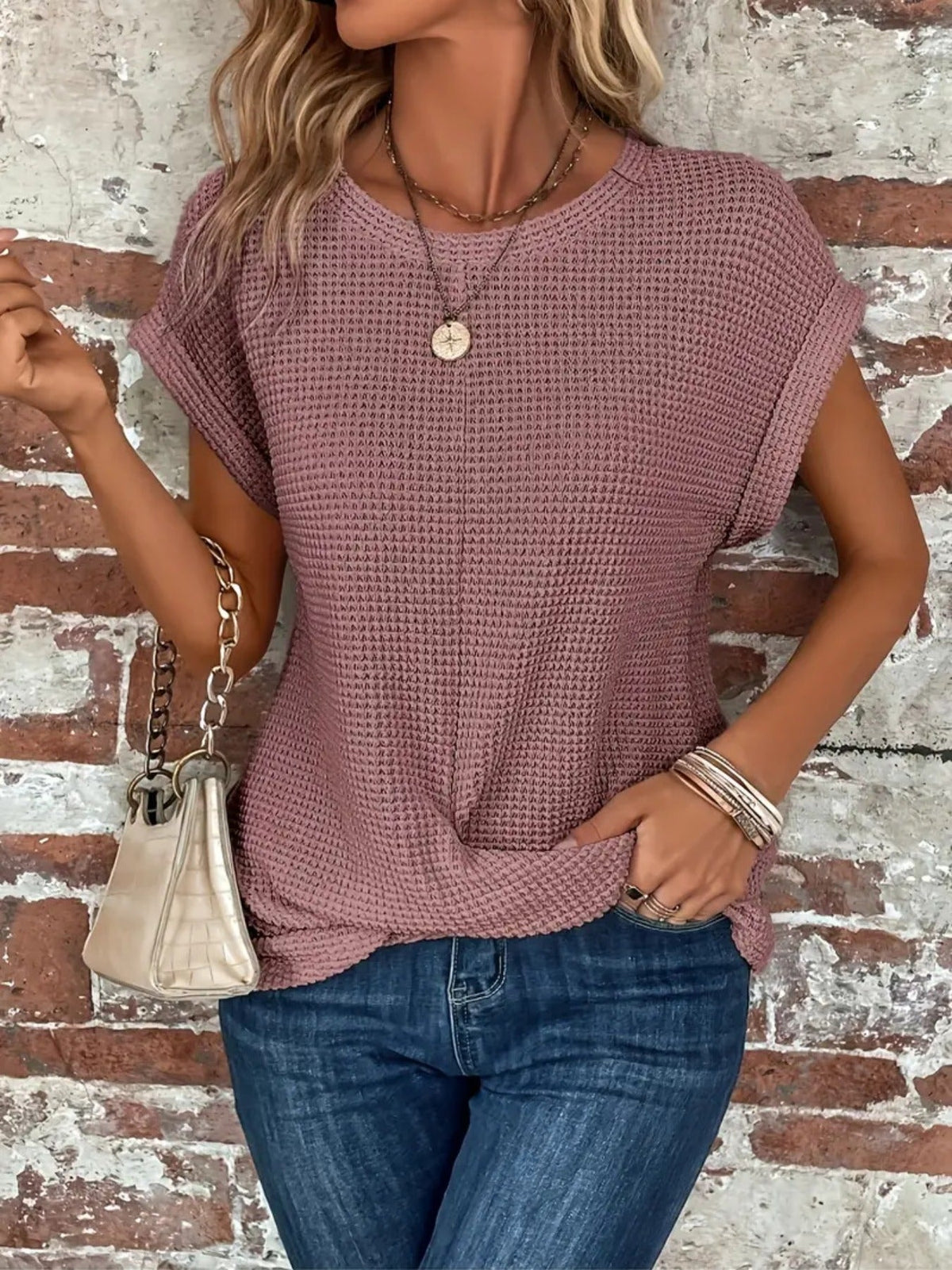 Twist Hem Crew Neck T-Shirt, Casual Short Sleeve T-Shirt