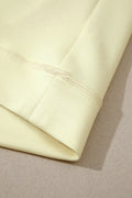 Yellow Cream Solid Color Exposed Seam Mock Neck Oversize Tee Casual Shorts 2pcs Outfit