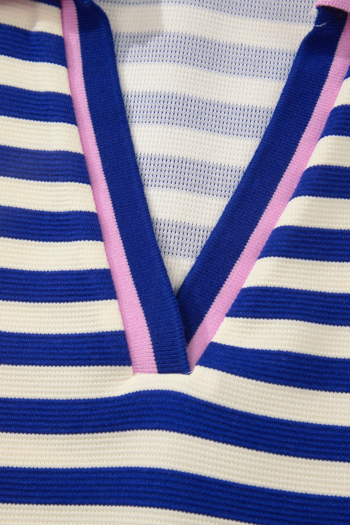 Dark Blue Striped Shift Dress Colorblock V Neck Short Sleeve Casual Summer