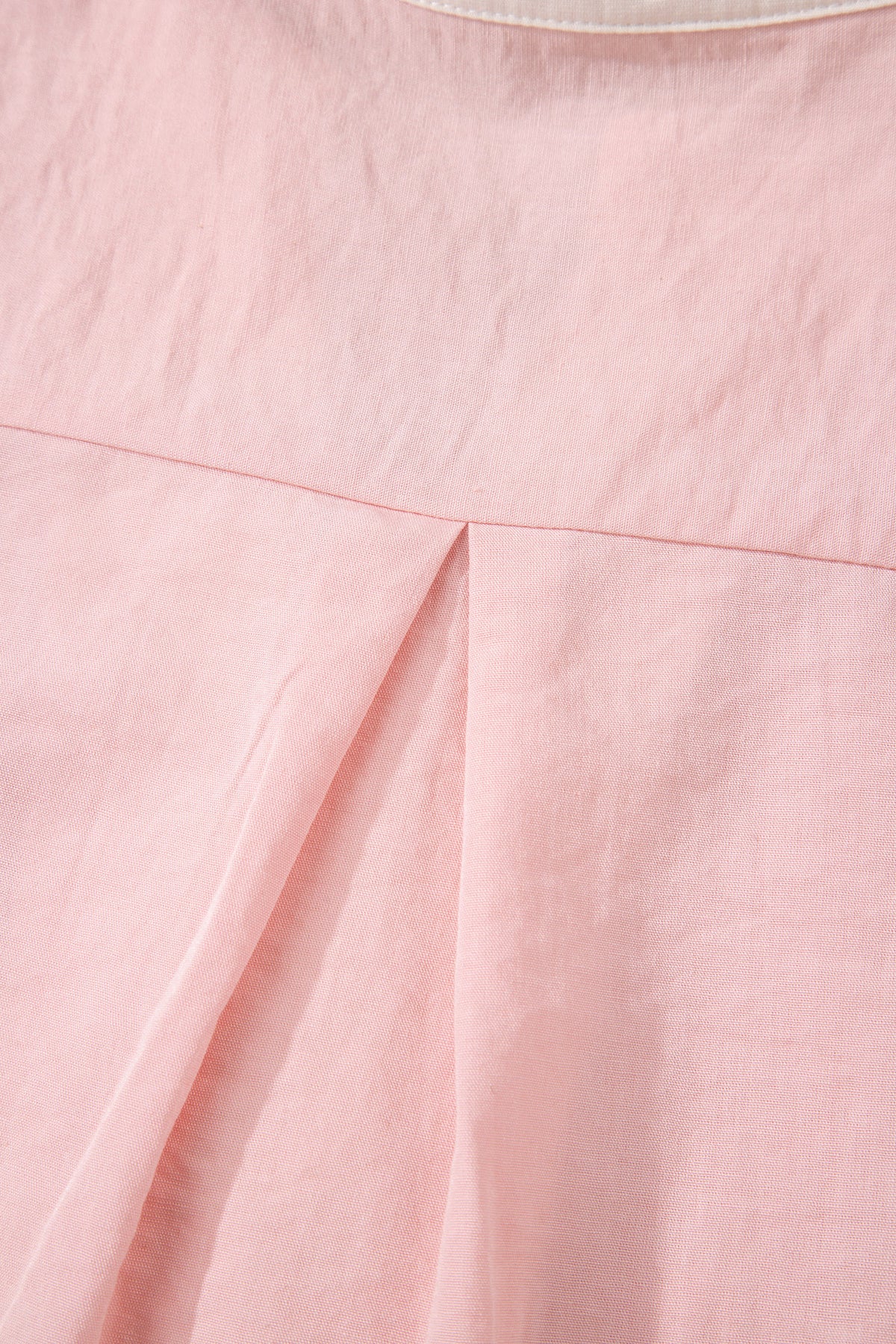 Light Pink Scallop Color Block Trim Puff Sleeve Mini Dress