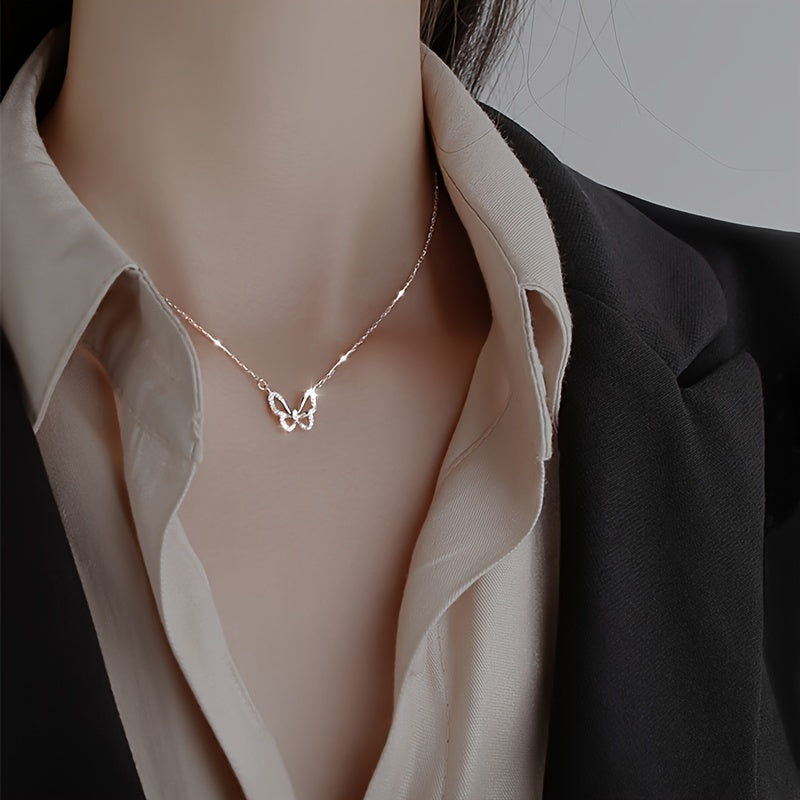 Free Gift 1pc Mini Hollow Out Butterfly Pendant Thin Chain Necklace Elegant Neck Jewelry (Copy)