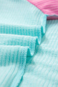Aruba Blue Color Block Twisted Ribbed Tee