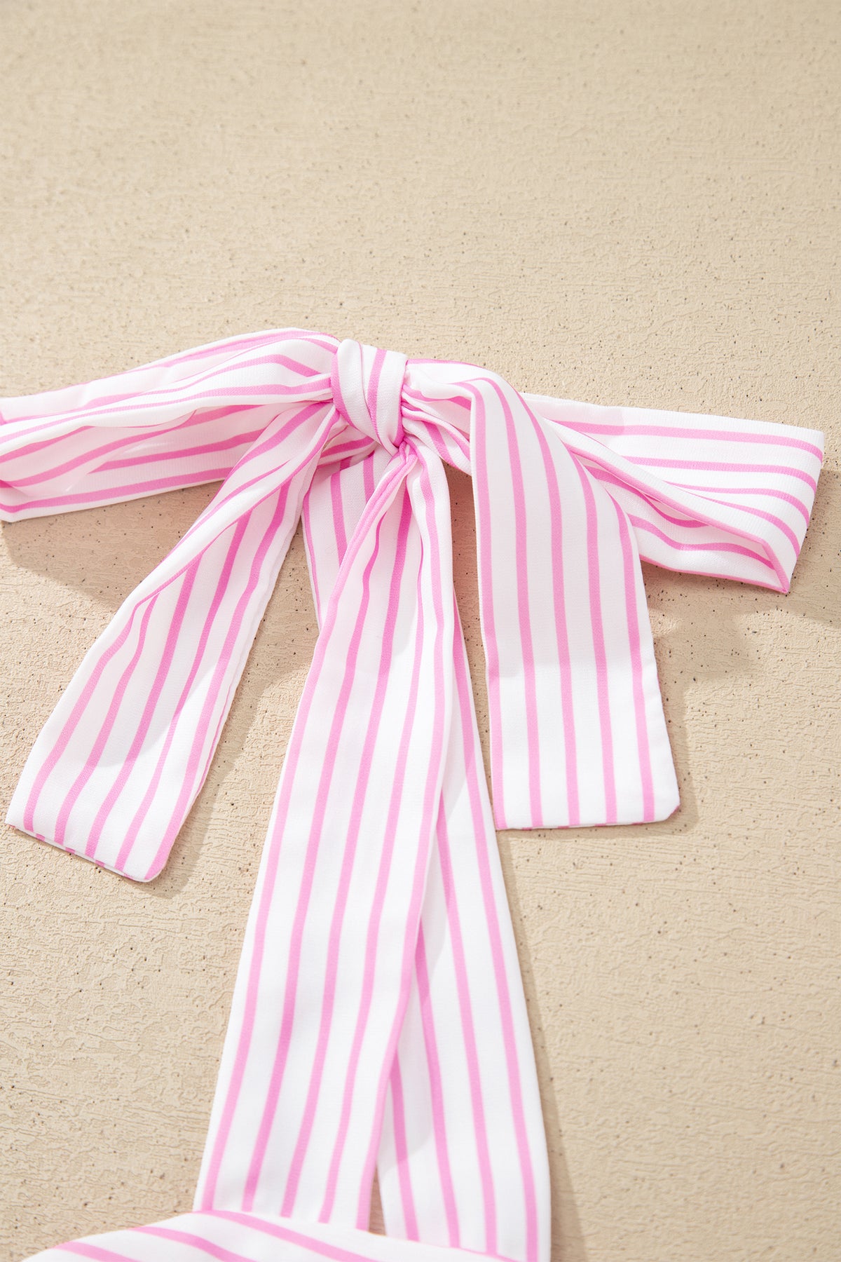 Pink Floral Print Striped Patchwork Bow Knot Straps Mini Dress