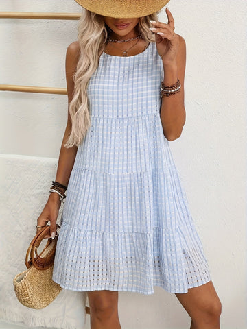 Loose Casual Flowing Sleeveless Plaid Dress