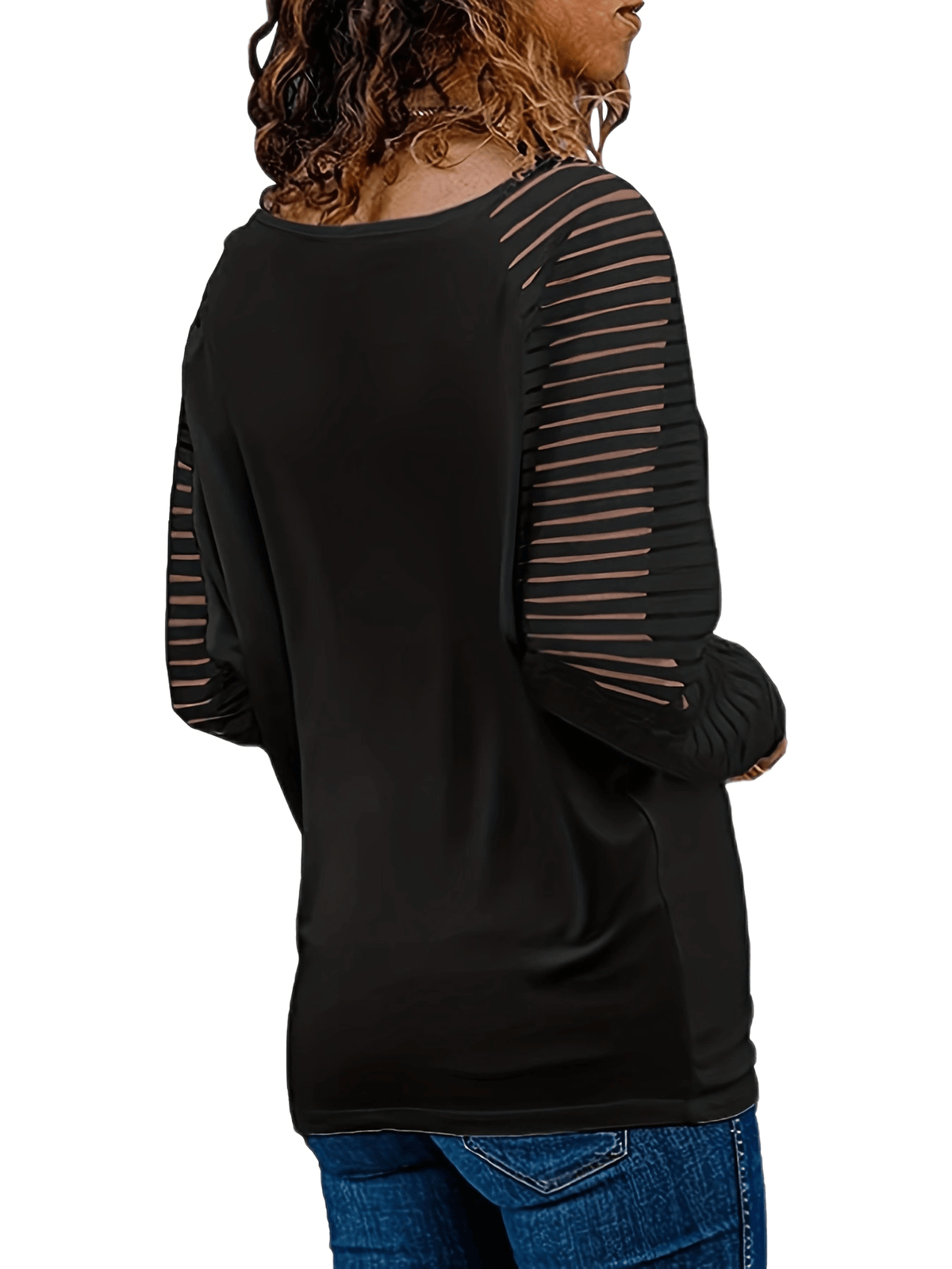 Striped Print Long Sleeve T-Shirt, Casual V Neck T-Shirt