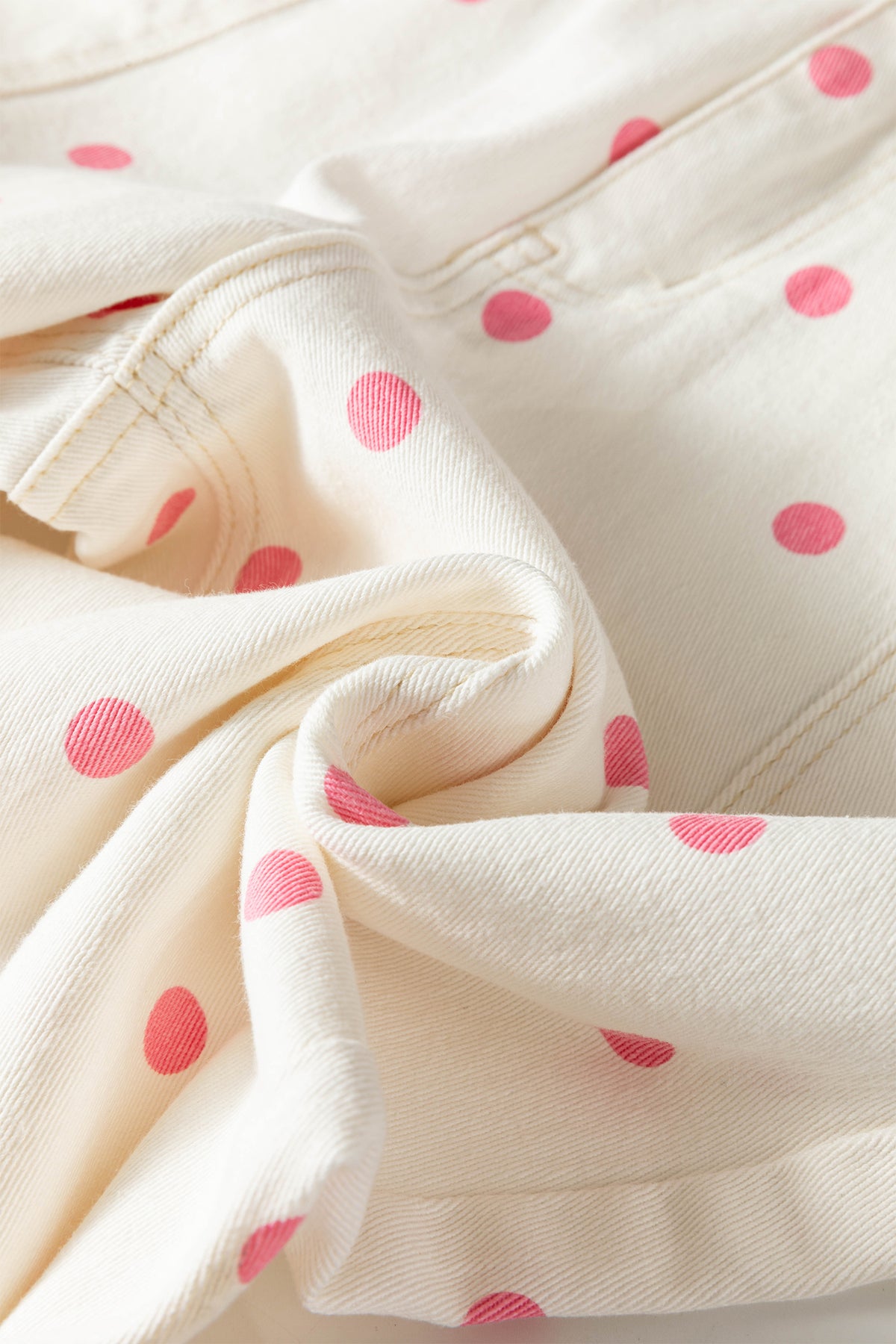 Pink Tailored Seam Polka Dot Print Barrel Casual Jeans