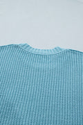 Mist Blue Exposed Seam Detail Half Sleeve Loose Sweater