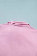 Pink Solid Color Sleeveless Zipper Tank and Skort Set