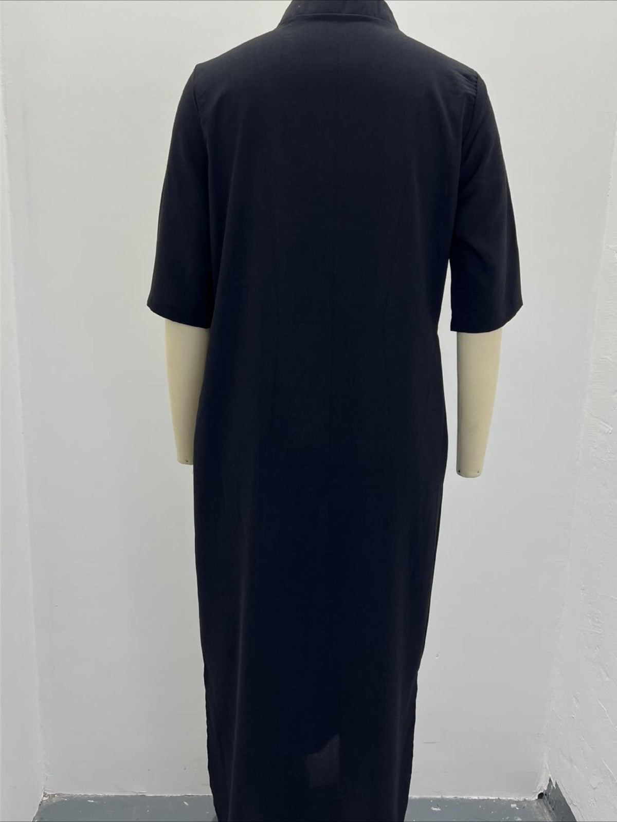 Women's Pocket Split Basic Casual Split Neck 3/4 Length Sleeve Maxi Dress