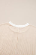 Apricot Twisted Ribbed Color Block Trim T Shirt Shift Dress