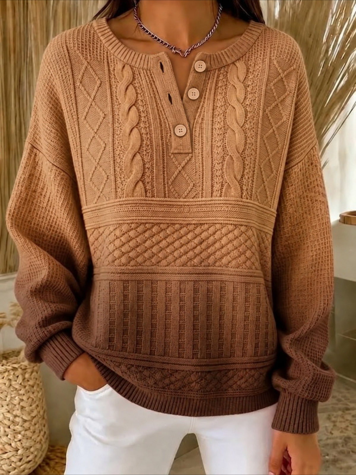 Ombre Buckle Regular Fit Casual Sweatshirt