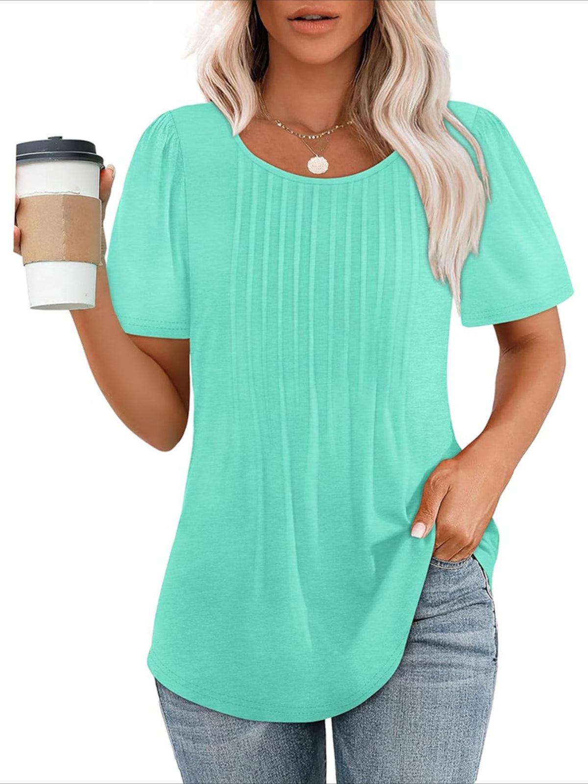 Floral Print Pintuck T-Shirt, Casual Short Sleeve Top