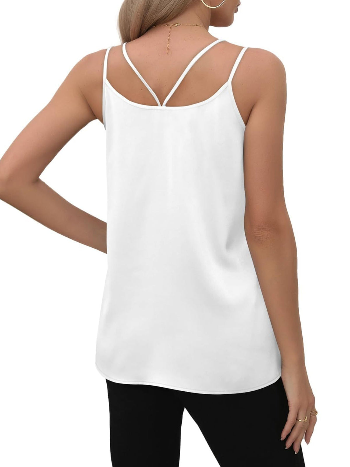 Women's Casual V-Neck Solid Sleeveless Fashion Summer Loose Halter Top