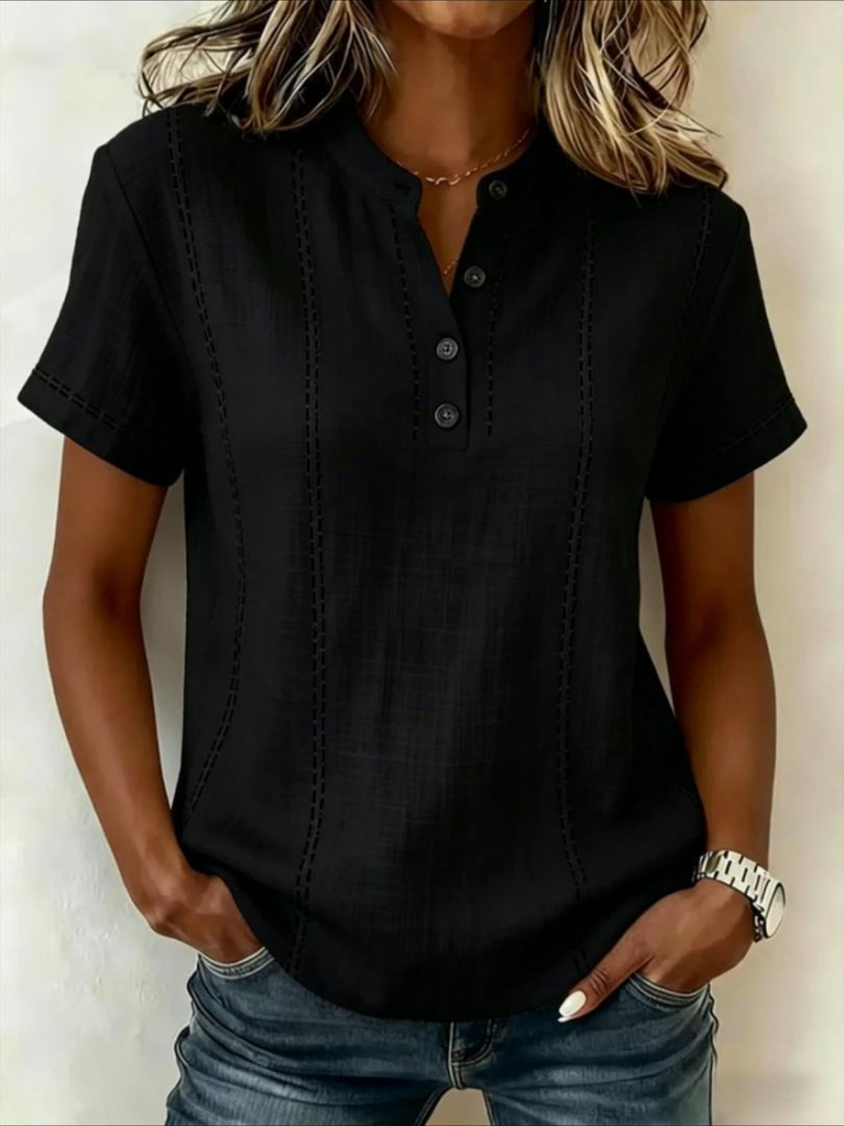 Short Sleeve Plain Regular Loose Shirt