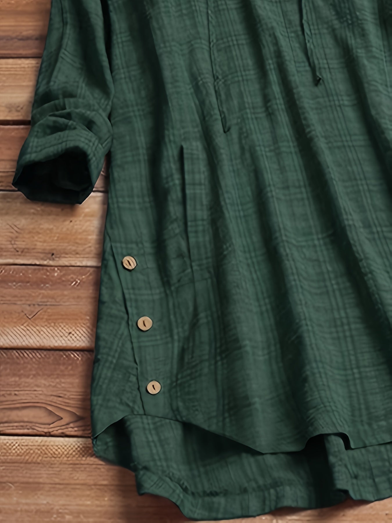 Elegant Hooded Plaid Blouse for Women - Long Sleeve Shirt with Drawstring Detail
