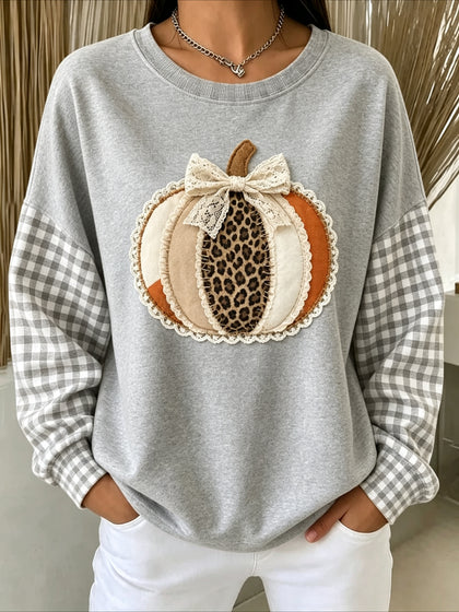 Pumpkins Halloween Printed Crew Neck Long Sleeve Sweater Hoodie