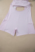 White Faux Two Piece Gingham Contrast Patchwork Loose Mini Dress